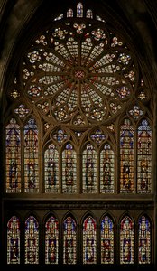 Das Rosettenfenster und Lanzetten mit Propheten, Patriarchen und Aposteln, 14. Jahrhundert