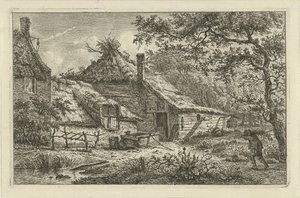 Bauernhof mit Mann mit Reisig von Hermanus Fock