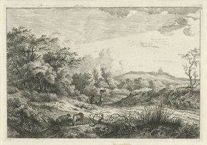 Landschaft mit Hirte und Frau