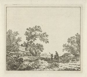 Landschaft mit Mann zu Fuß und Frau zu Pferd von Hermanus Fock