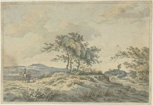 Landschaft mit Reiter und Fußgänger