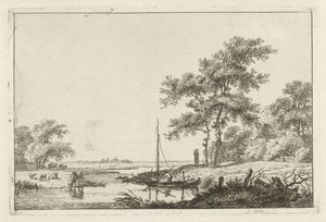 Landschaft mit Boot von Hermanus Fock