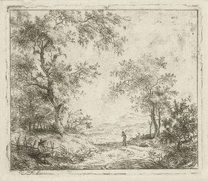 Landschaft mit Zeichner und Wanderer