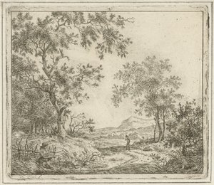 Landschaft mit Zeichner und Wanderer