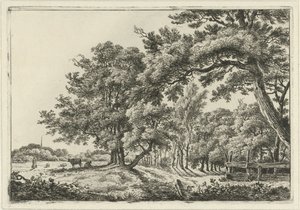 Landschaft mit zwei Kühen im Schatten von Hermanus Fock