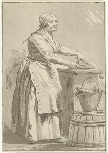 Frau, die Fisch säubert von Hermanus Fock
