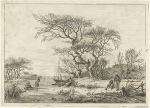 Winterlandschaft mit Schlittschuhläufern von Hermanus Fock