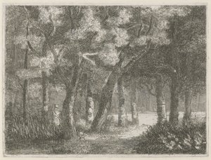 Jäger und sein Hund im Wald
