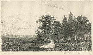Mann und Frau an einem Bach am Waldrand von Hermanus Jan Hendrik van Rijkelijkhuysen