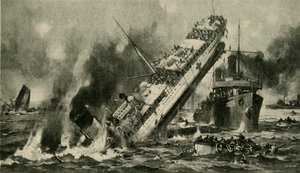 Das Sinken der Anglia, Erster Weltkrieg, 17. November 1915, ca. 1920 von Hermanus Willem Koekkoek