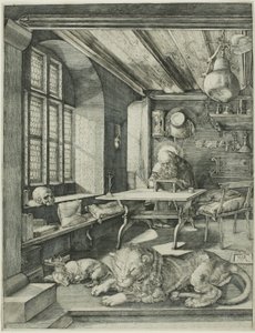 Der heilige Hieronymus in seinem Studierzimmer von Hieronymous Wierix