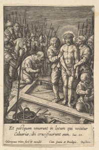 Die Vorbereitung des Kreuzes, vor 1619 von Hieronymous Wierix