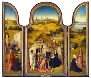 Die Anbetung der Heiligen Drei Könige oder die Epiphanie, Triptychon von Hieronymus Bosch