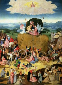 Der Heuwagen: zentrales Panel des Triptychons, ca. 1500 von Hieronymus Bosch