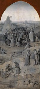 Die Versuchung des heiligen Antonius. Triptychon, Rückseite: Christus trägt das Kreuz, 1500-1501