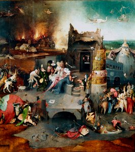 Triptychon der Versuchungen: „Die Versuchungen des Heiligen Antonius“ Zentrales Panel von Hieronymus Bosch
