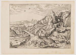 Abraham und Isaak auf dem Weg zum Opfer, aus Landschaften mit biblischen und mythologischen Szenen