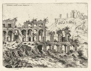 Ansicht des Kolosseums und des Palatin von Hieronymus Cock