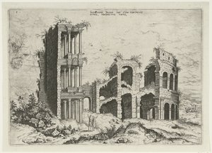Ansicht des Septizoniums und des Kolosseums in Rom von Hieronymus Cock