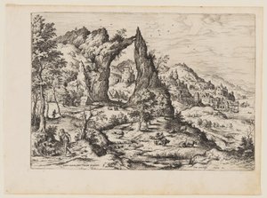 Juda und Tamar, aus Landschaften mit biblischen und mythologischen Szenen von Hieronymus Cock
