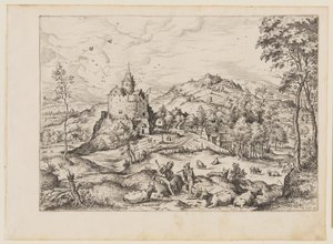 Merkur wiegt Argus in den Schlaf, aus Landschaften mit biblischen und mythologischen Szenen