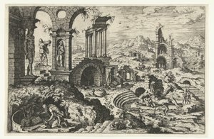 Ruinenlandschaft mit dem reuigen Hieronymus