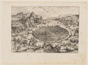 Das kretische Labyrinth, aus Landschaften mit biblischen und mythologischen Szenen