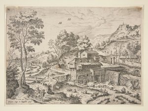Die Flucht nach Ägypten, aus Landschaften mit biblischen und mythologischen Szenen von Hieronymus Cock