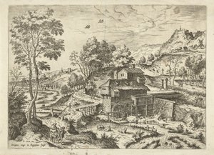 Flucht nach Ägypten, Landschaften mit biblischen und mythologischen Szenen (Serientitel) von Hieronymus Cock