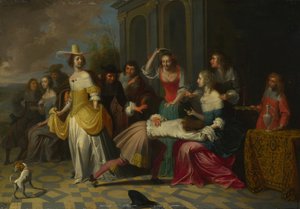 Damen und Herren spielen La Main Chaude, ca. 1655-1665 von Hieronymus, Janssens
