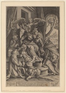 Die heilige Verwandtschaft von Hieronymus Wierix after Denys Calvaert