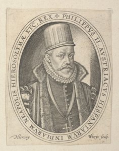 Philipp II. von Spanien, spätes 16. - frühes 17. Jahrhundert von Hieronymus or Jerome Wierix