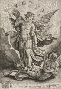 Der Erzengel Michael triumphiert über den Drachen von Hieronymus or Jerome Wierix