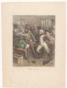 Zwei Soldaten kreuzen die Degen in einer Kneipe von Hippolyte Bellange