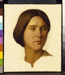Kopf einer jungen Frau, die nach links schaut, 19. Jahrhundert von Hippolyte Flandrin
