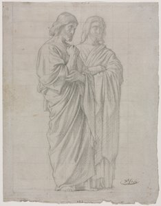 Zwei stehende Figuren (Studie für den linken Teil der Mission der Apostel) von Hippolyte Jean Flandrin