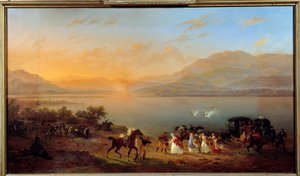 Angriff auf die Kutsche von Josephine de Beauharnais, Madame Bonaparte, am Ufer des Gardasees durch österreichische Boote, 30. Juli von Hippolyte Lecomte