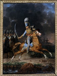 Oberst der Husaren um 1815 - 1816. Gemälde von Lecomte aus dem Jahr 1816. Sammlung „Die Soldaten von Einst“. Paris von Hippolyte Lecomte