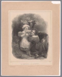 Zwei Kinder trinken Ziegenmilch (La Campagne) von Hippolyte Louis Garnier