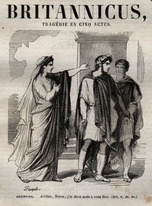 Agrippina. Halt Nero, ich habe dir zwei Worte zu sagen - Britannicus Tragödie in fünf Akten - Gravur in „Werke von Jean Racine“ illustriert von Pauquet und mit einer Notiz von Emile de La Bedolliere - 1851 von Hippolyte Louis Pauquet
