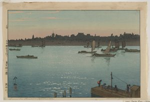 Sumida-Fluss - Nachmittag, aus der Serie, Zwölf Szenen von Tokio, Taisho-Ära von Hiroshi Yoshida