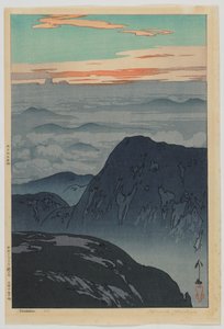 Sonnenaufgang am Eboshidake, aus der Serie Zwölf Szenen in den japanischen Alpen, Taisho-Ära