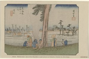 Hamamatsu Nr. 30. Hawawatsu: einer der 53 bemerkenswerten Orte am Tokaido, gemalt von Hiroshige De Tōkaidō von Hiroshige (Serientitel) Hiroshige no fude Tōkaidō (Serientitel auf Objekt)