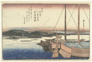 Sonnenuntergang am Strand von Shiba (Shibaura no seiran, Acht Ansichten der Umgebung von Edo, Edo kinko hakkei no uchi)