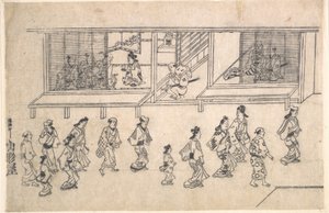 Straßenszene in Yoshiwara von Hishikawa Moronobu
