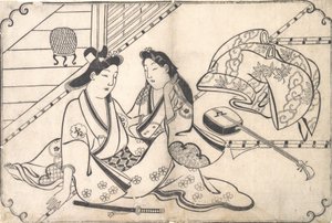 Zwei Liebende von Hishikawa Moronobu