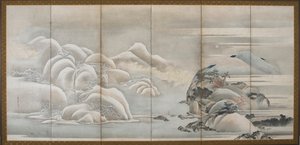 Landschaft: zwei der vier Jahreszeiten, Herbst und Winter, Edo-Periode von Hishikawa Sori