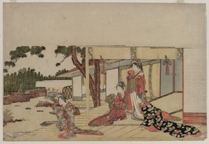 Frauen auf einer Veranda, ca. 1800 von Hishikawa Sori III