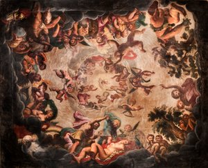 Decke des Elysium-Raums, Bolsover Castle, Derbyshire, ca. 1980-2017 von Historic England Staff Photographer