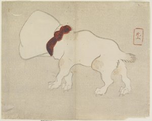 Hund mit Tasche über dem Kopf, ca. 1830 von Hogyoku